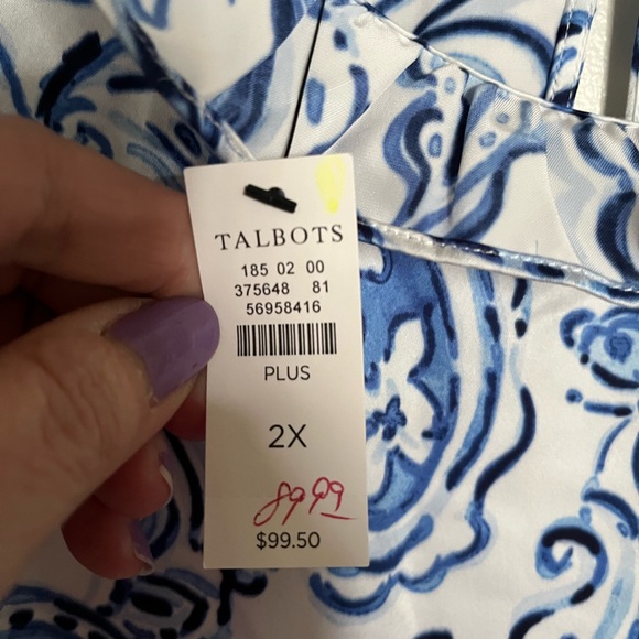Talbots Ruffle Rounded Neck Sleeveless Blouse - Picture 4 of 5